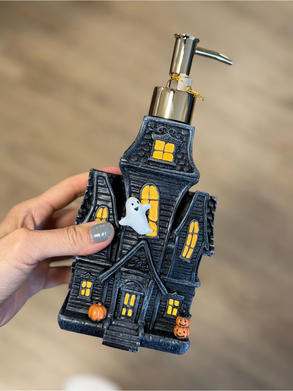 Halloween Haunted House Hand Soap Dispenser - Black and Yellow